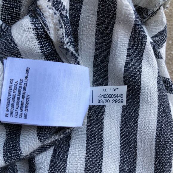 American Eagle Outfitters Tie Front Stripe Crop Top Women's Large - Picture 14 of 14